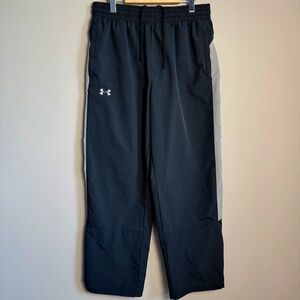 Under Armour Mens Pull On Track Pants Black/Gray Large Active Ankle Vents Casual